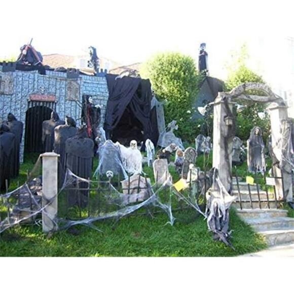 2PCS Super Size in Halloween Creepy Gray Black Purple White Cloth - Picture 6 of 8